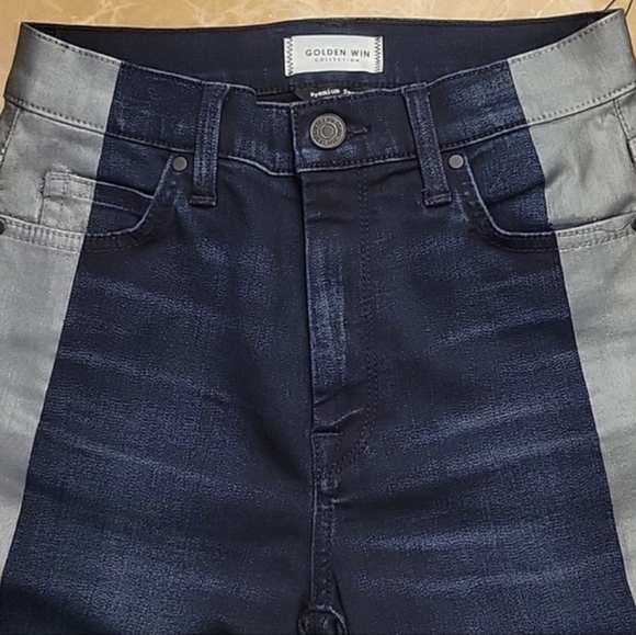 Golden Win Dark Wash Jeans w/ Silver Strip Coating - Picture 7 of 16